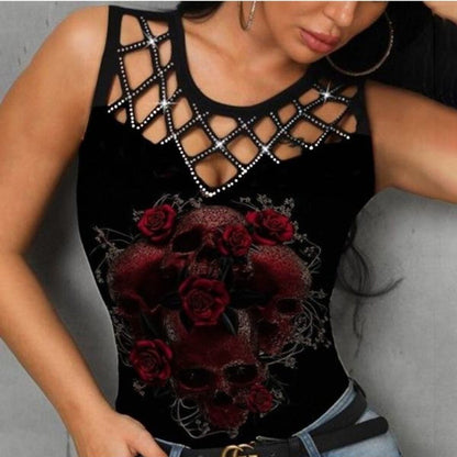 Rose Hollow Vest Women's T-shirt Tops