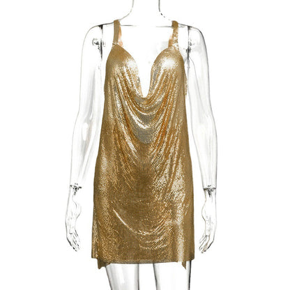 Spicey Metal Sequins Suspender Skirt