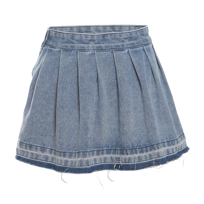 Women's Fashion Wash Street Pleated Skirt