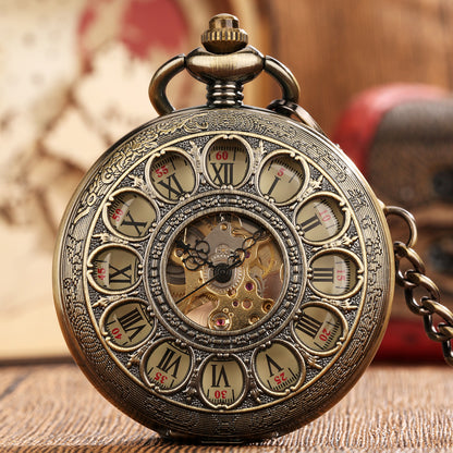 Hollow Ball Flip Mechanical Pocket Watch