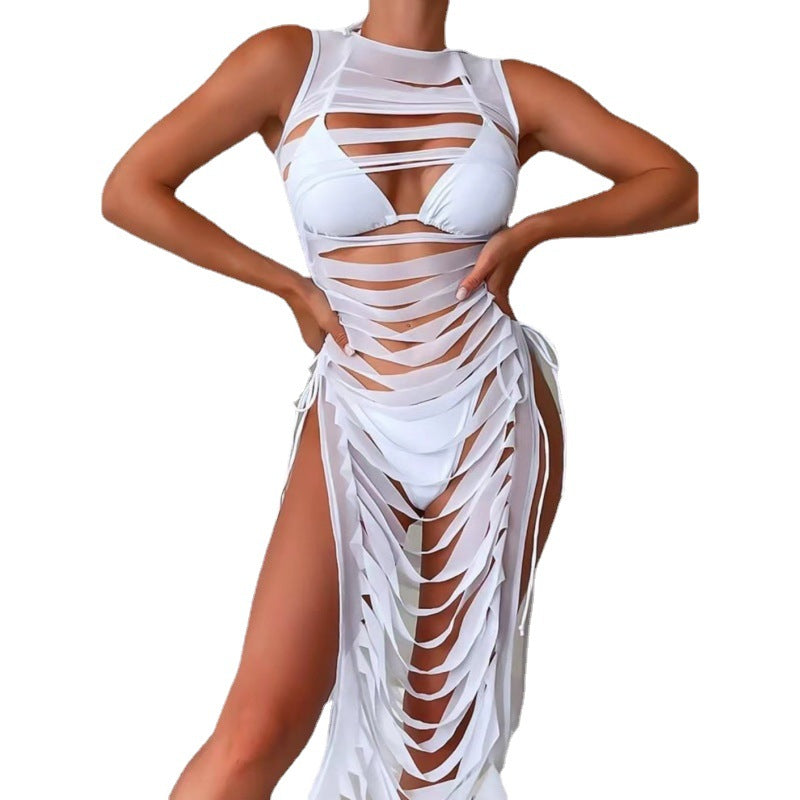 Pure Color Empty Dress Three Piece Swimsuit