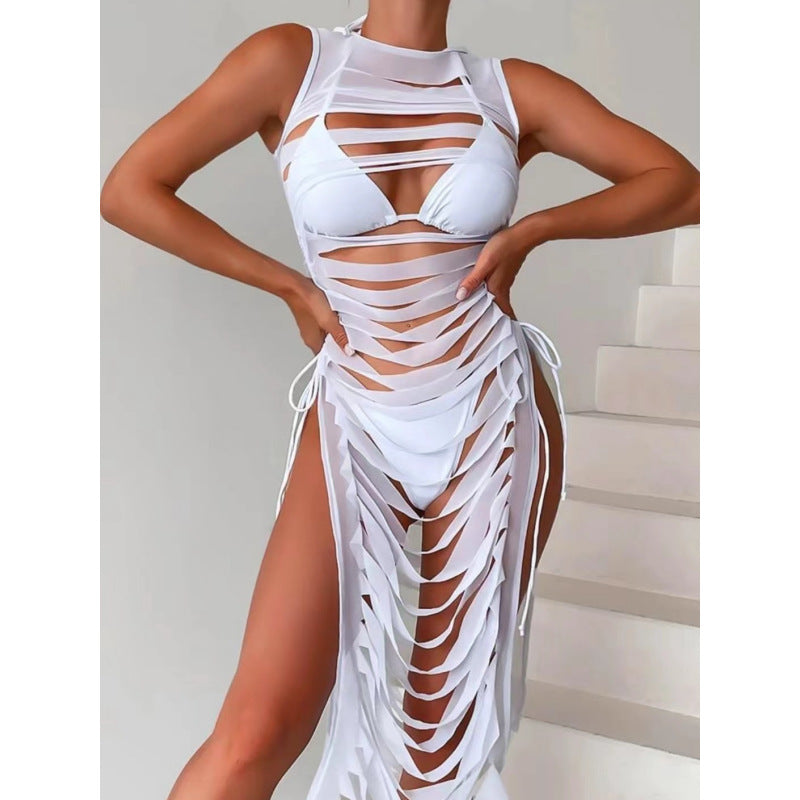 Pure Color Empty Dress Three Piece Swimsuit