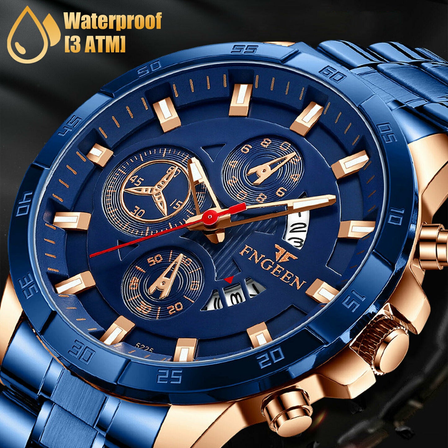 Waterproof Men Quartz Analog Watch Classic Stainless Steel