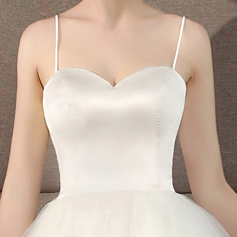 White Wedding Sling Short Photo Light Wedding Dress Graduation Season Photo Shoot Girl