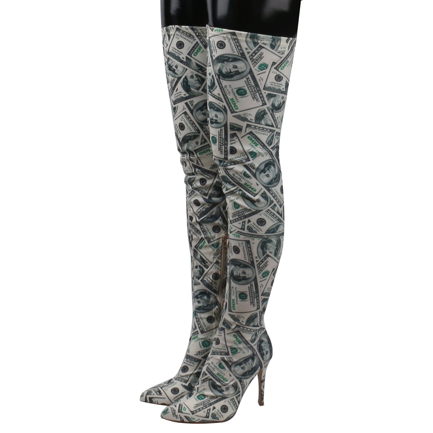 Designer "DOLLA" Print Stiletto Over Knee Boots