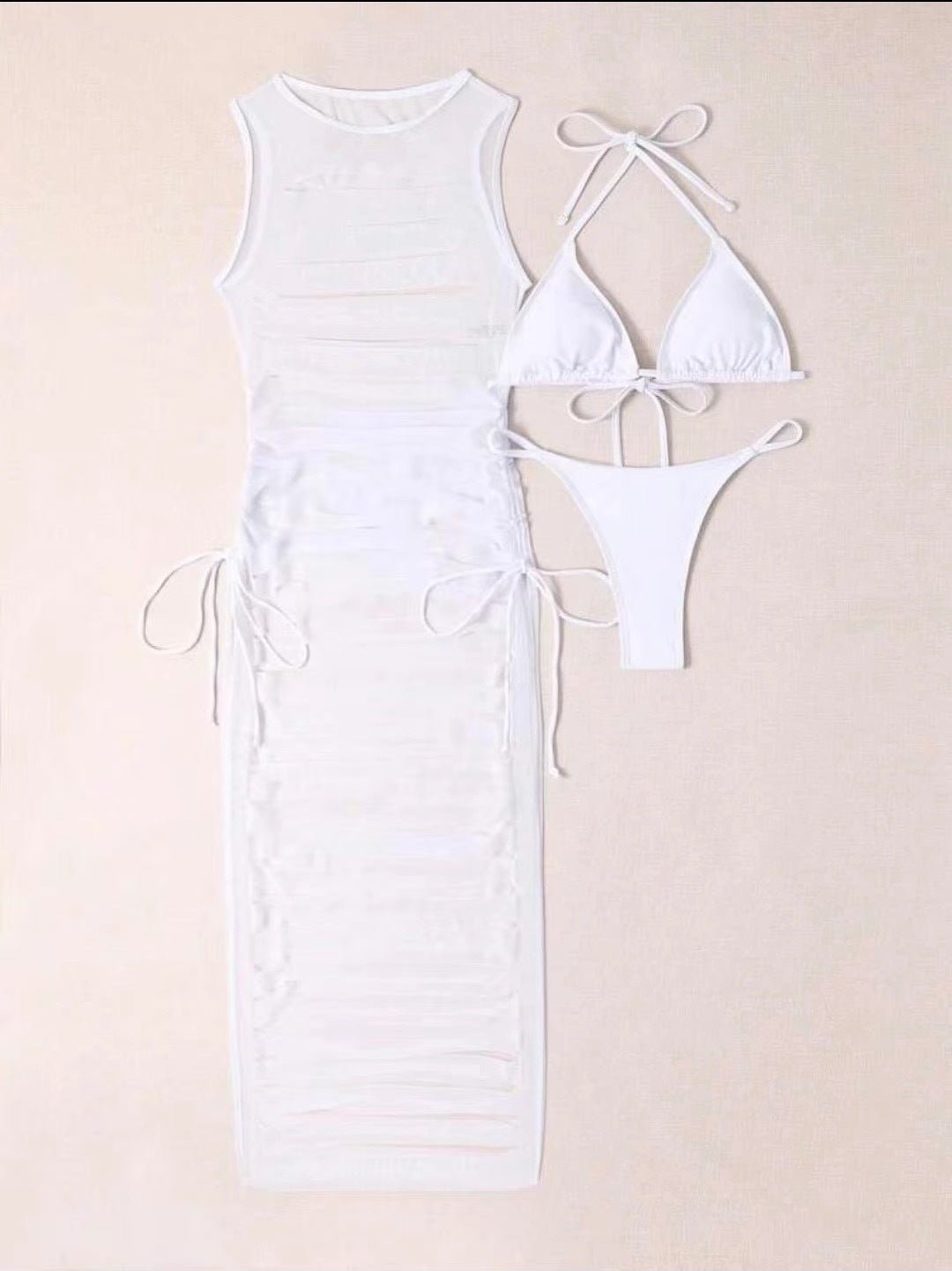 Pure Color Empty Dress Three Piece Swimsuit