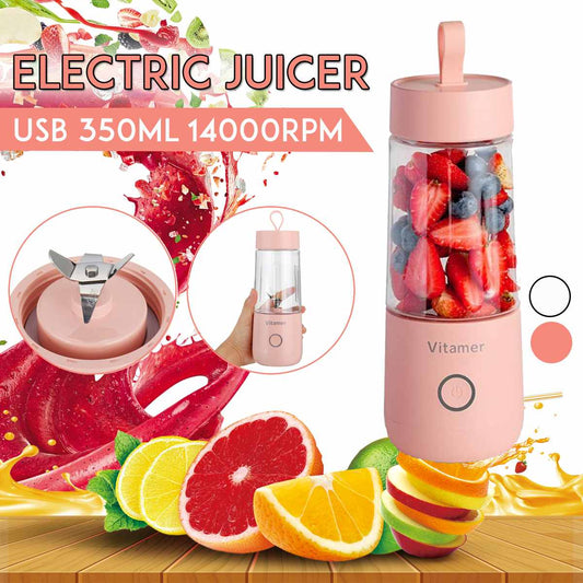 Licuadora portátil de 350 ml, exprimidor eléctrico USB, mezclador recargable, batido, taza para granizado, licuadora de jugo fresco, botella, carga USB, utensilios de cocina