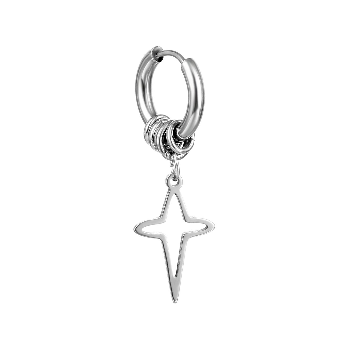 Stainless Steel Titanium Steel Earrings Four Eight-pointed Stars Maple Leaf Pendant Ear Hoop Jewelry
