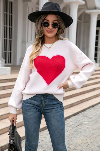 Round Neck Love Sweater  Plus Size