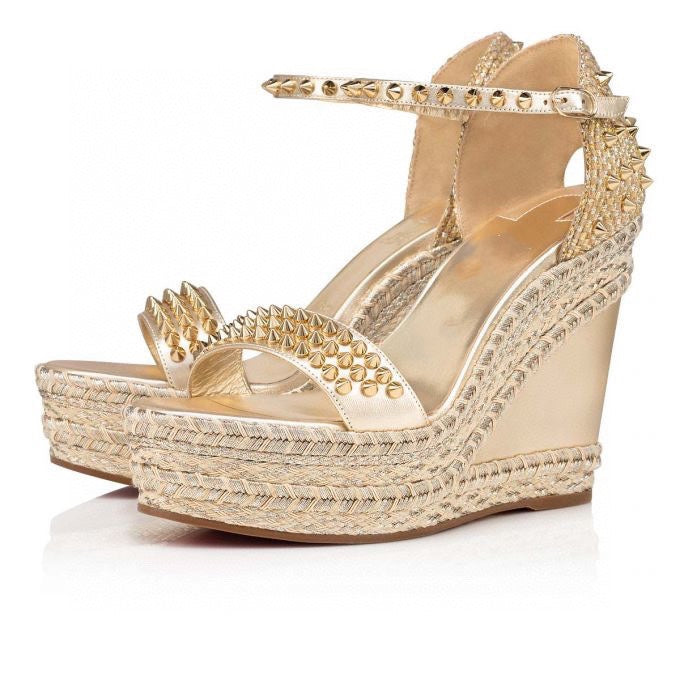 Wedge Heel Rivet Buckle Sandals