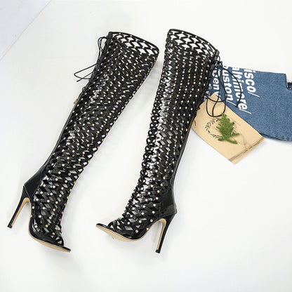 Hollowed-out High Heel Sandal Boots