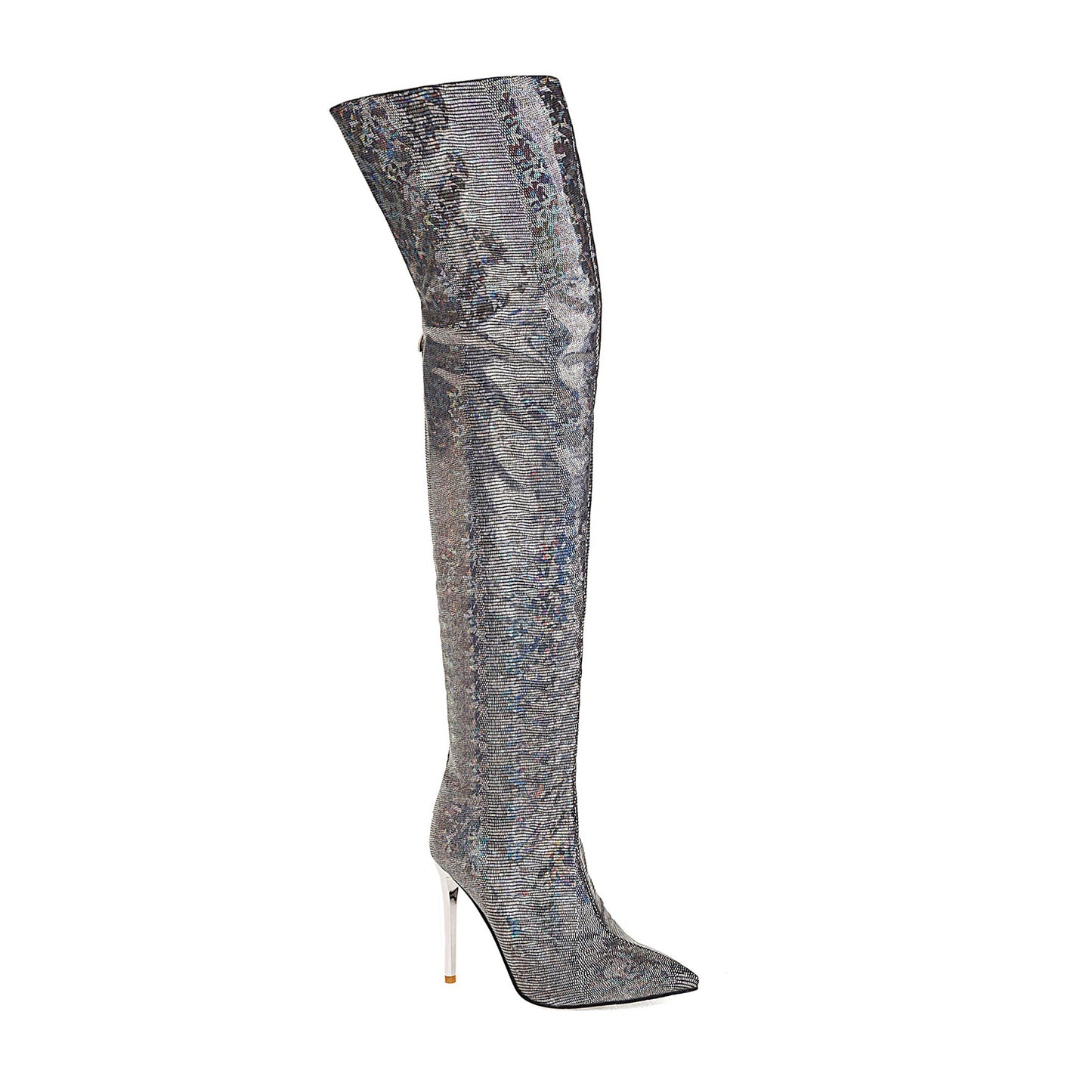 Pointed Toe Stiletto Back Zip Over Knee Boots