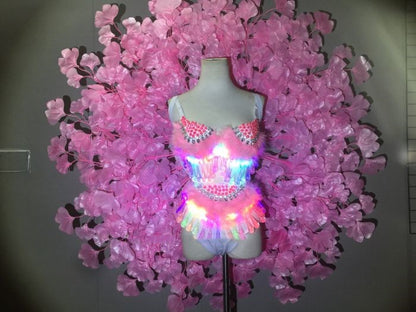 Traje de ala de hoja de flor luminiscente LED