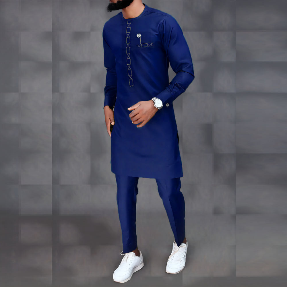 New Nubian Styled Embroidered Men's Suit Set