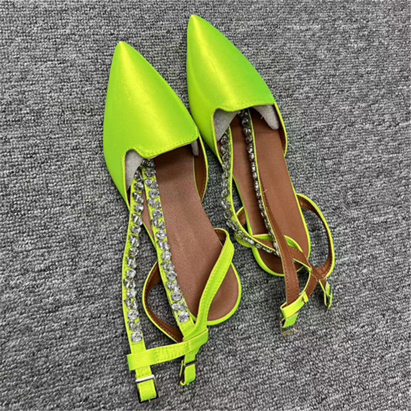 Baotou Pointed Rhinestone Sandals