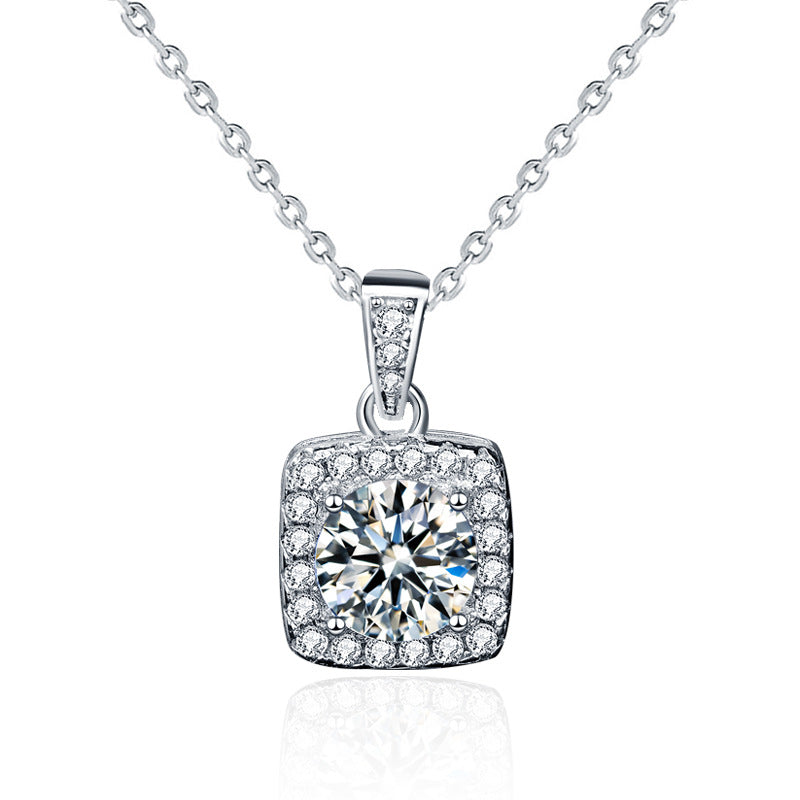 S.925 Sterling Silver Jewelry Moissanite Pendant Necklace