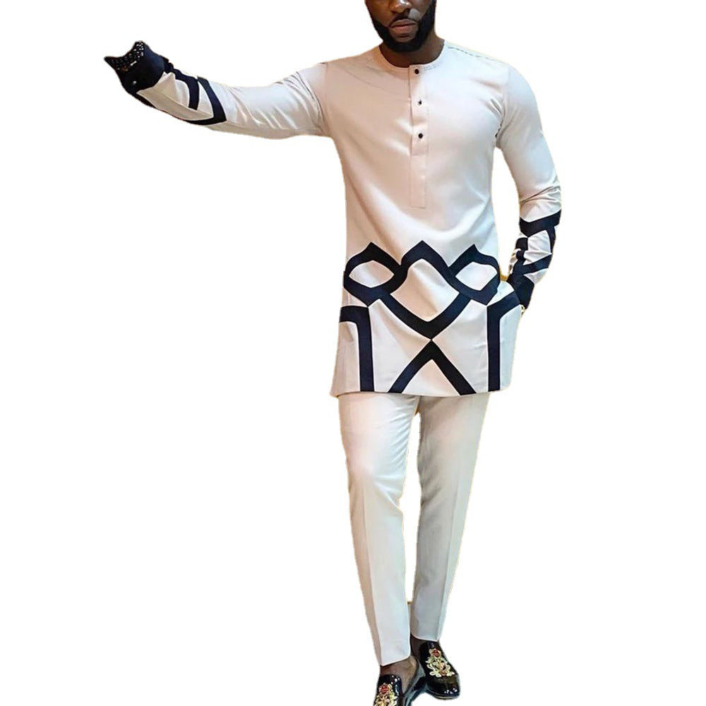 New Nubian Styled Embroidered Men's Suit Set