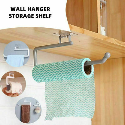 Soporte para papel de cocina, barra autoadhesiva para montaje en pared, debajo del gabinete, cocina y baño