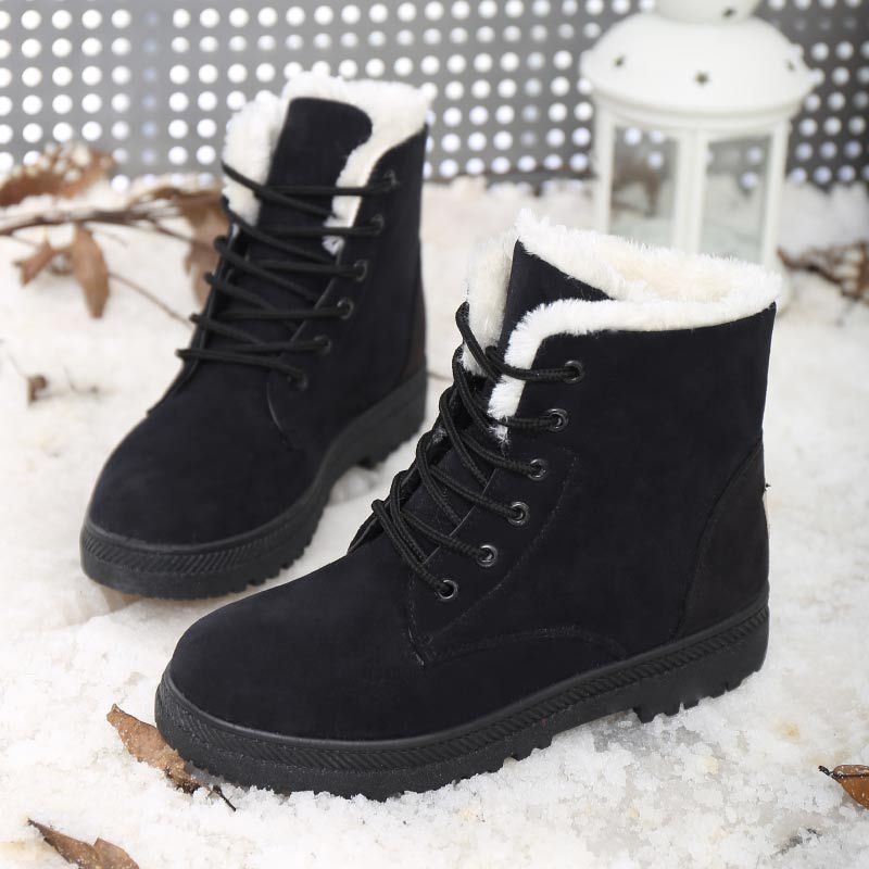 Botas de nieve de invierno con botines de felpa cálidos para zapatos de mujer