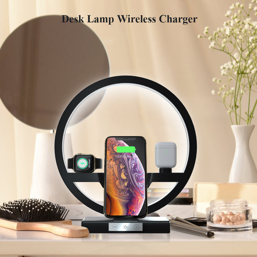 Cargador inalámbrico soporte lámpara de mesa Interruptor táctil cargador de 10W para Apple