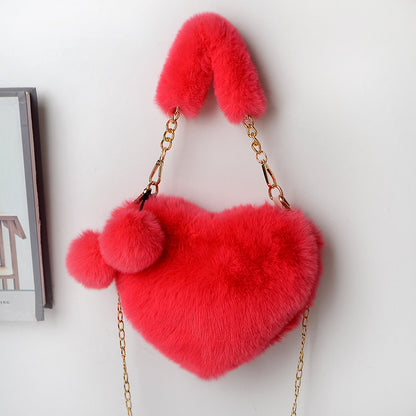 Love Bags Bolsos de felpa suave para mujer, bolso de fiesta para el día de San Valentín