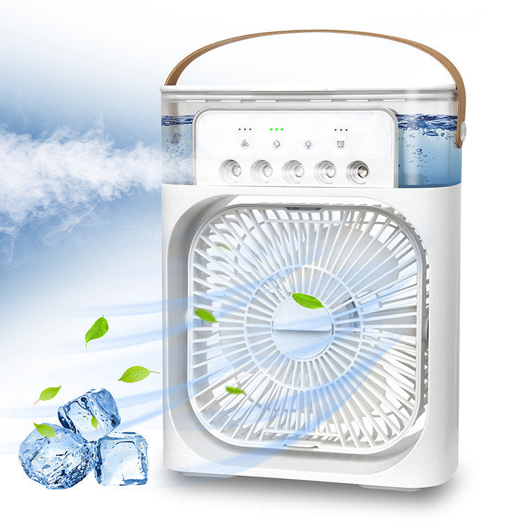 Humidificador de aire 3 en 1, ventilador USB de refrigeración, luz nocturna LED, niebla de agua, diversión