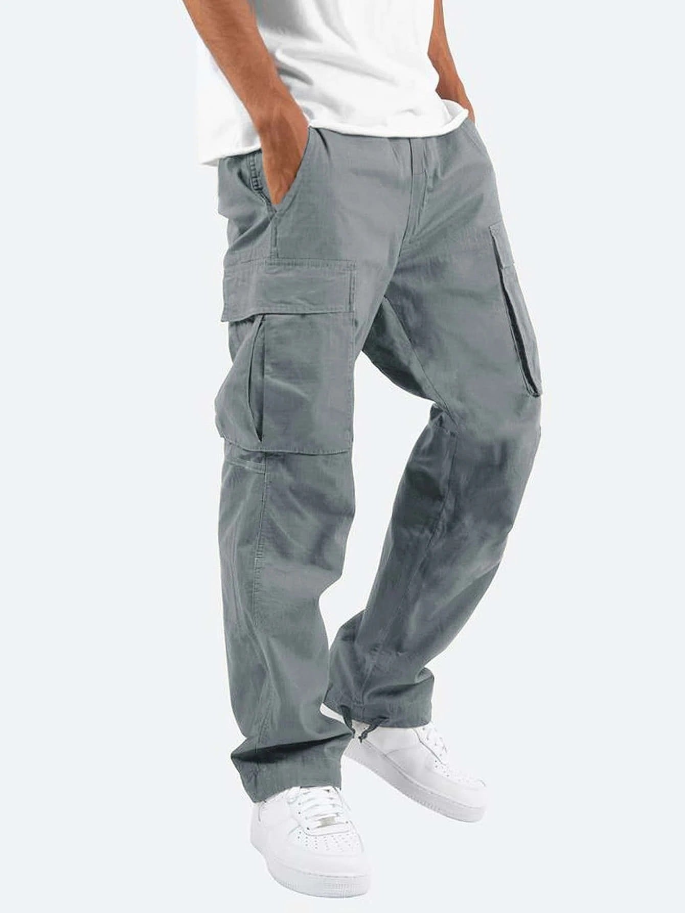 Workwear Drawstring Multi-pocket Casual Pants