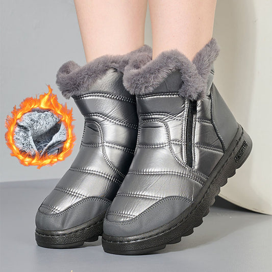 Winter Thick Plush Snow Boots With Side ZIpper