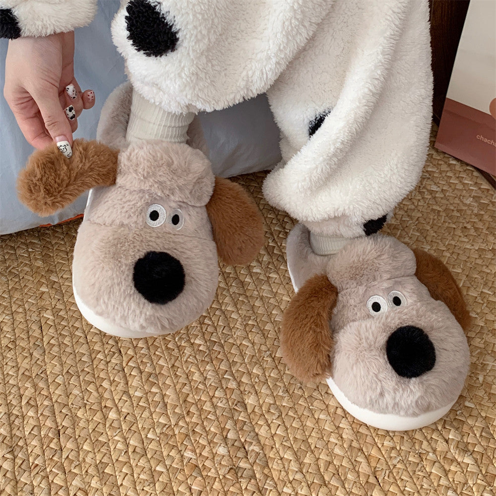 Dog Plush Toe Cap Cotton Slippers