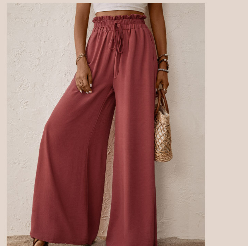 Flared Casual Elastic Wide-leg Pants