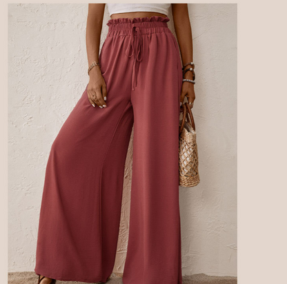 Flared Casual Elastic Wide-leg Pants