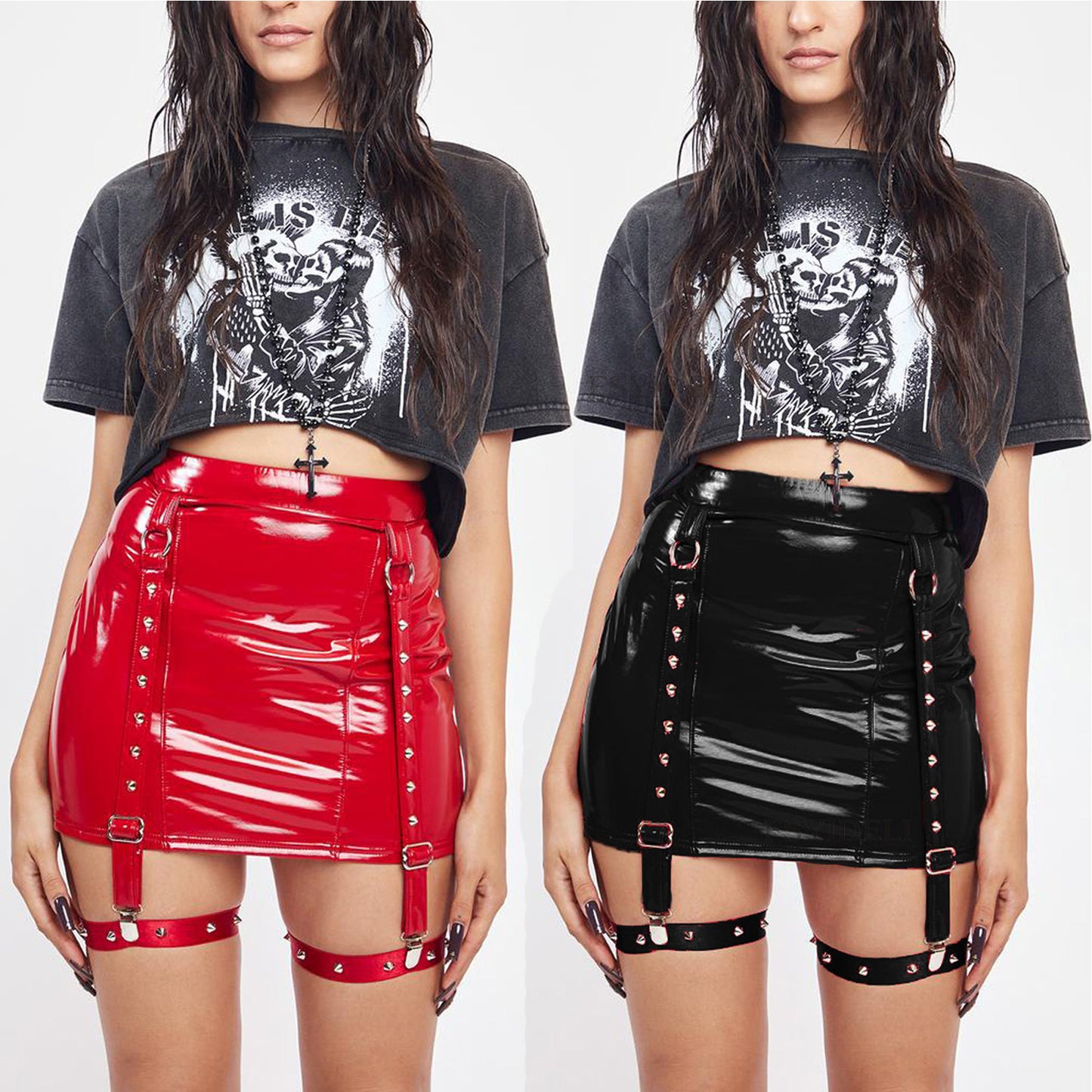 Alluring Leather Trendy Hip Skirt