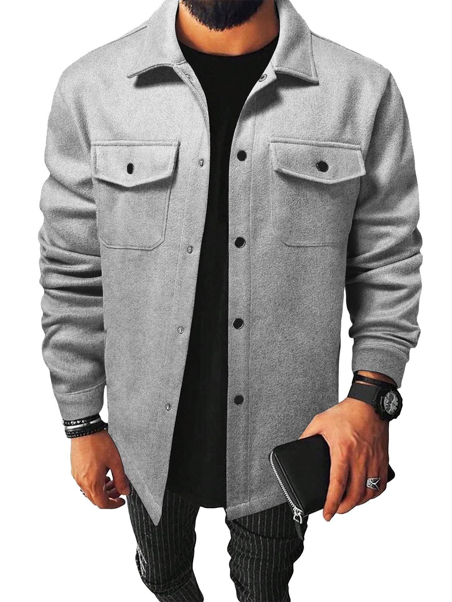 Camisa / chaqueta cepillada informal para hombre