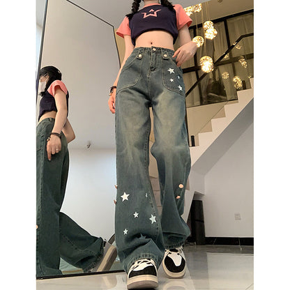 American-style Retro High Waist Jeans