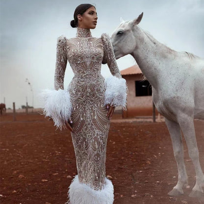 Tela bordada del cordón del vestido de boda de las mujeres