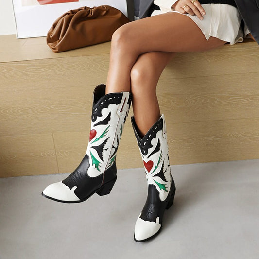 Vintage Embroidered Pointed Boots