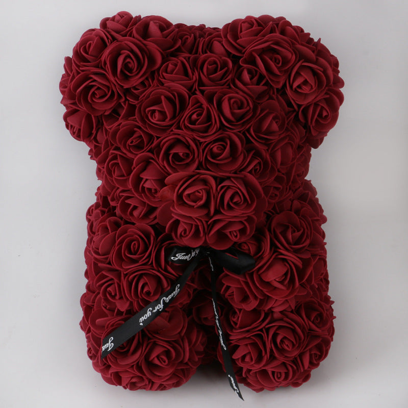 Regalo del Día de San Valentín Oso Rosa Flor Eterna Oso de Peluche Rosa Oso de Espuma PE 25 cm Día de San Valentín