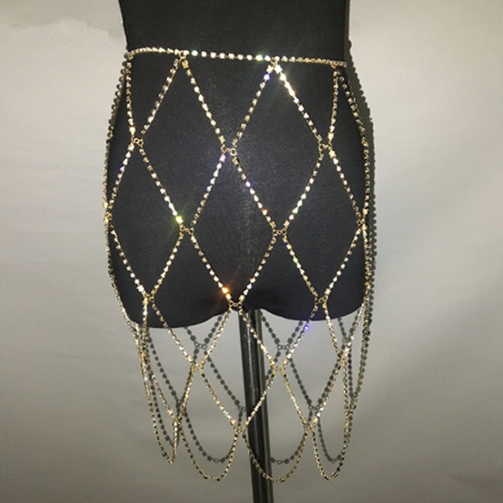 Rhinestone Mesh Body Crystal Waist Chain