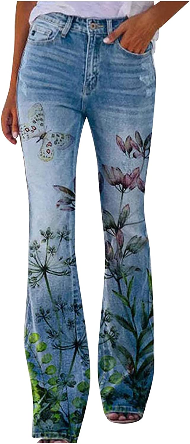 Pantalones casuales de mujer con estampado floral