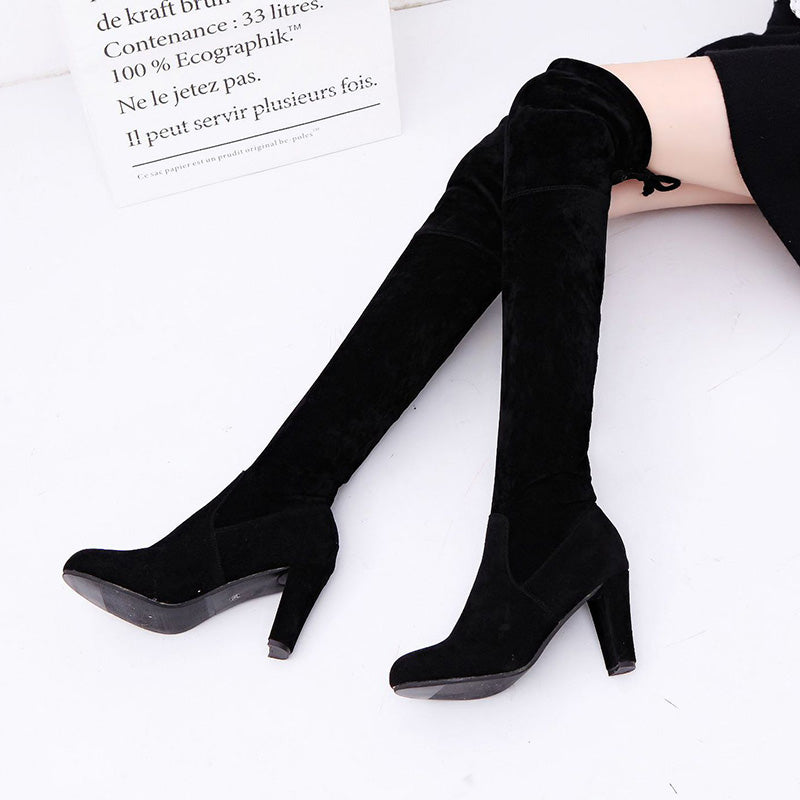 Sexy Thigh High MId-Heel Faux Suede Over-the-knee Boot