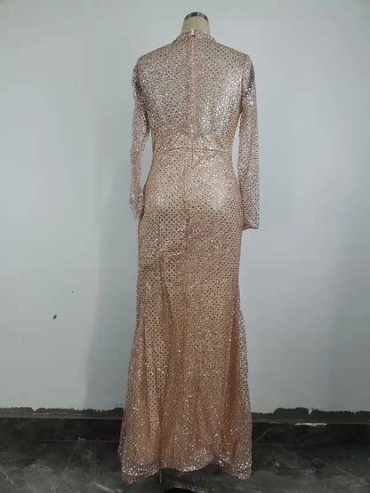 PRECIO INCREÍBLE!!!! Top de tubo con vestido dorado y cola de pez delgada