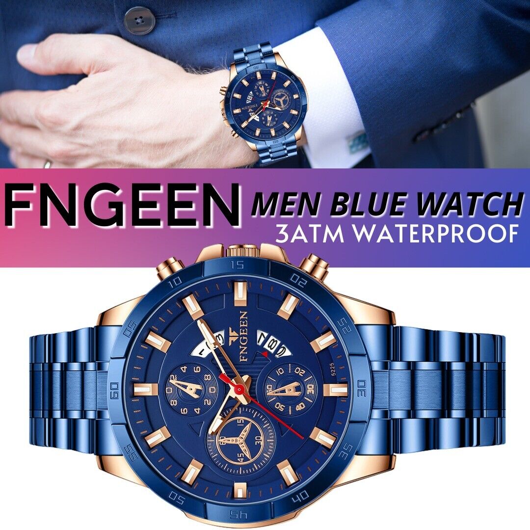 Waterproof Men Quartz Analog Watch Classic Stainless Steel