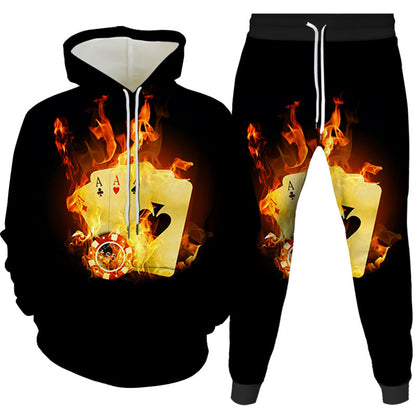 Two-piece Digital Printing Suit Hooded Sweater For Men And Women