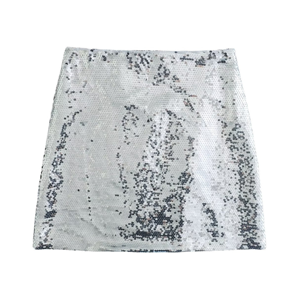 New Style Silver Sequined Split Skirt