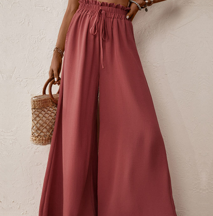 Flared Casual Elastic Wide-leg Pants