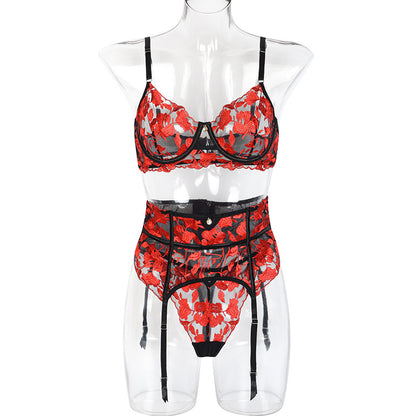 Adorable Lace Red Lingerie Set