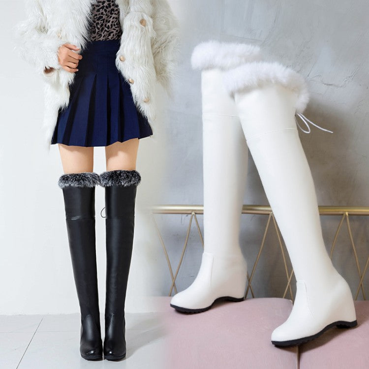 Thigh High Wedge Over The Knee Heels w/Fur Plush