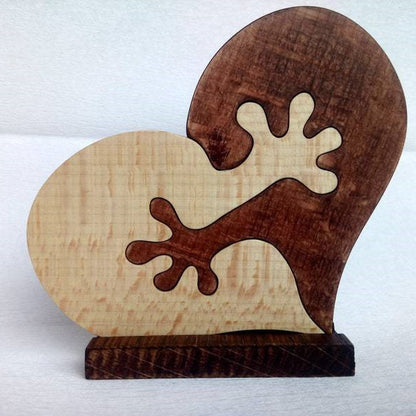 Decoración de madera de escritorio de amor de corazón de madera