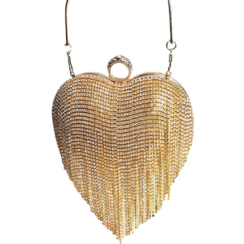 Bolso de mano con diamantes y borlas para mujer