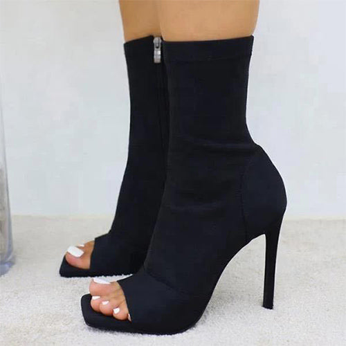 Women Peep Toe Mid Calf Boots